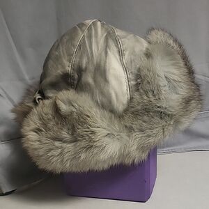 Leather and Fur-Trimmed Hat